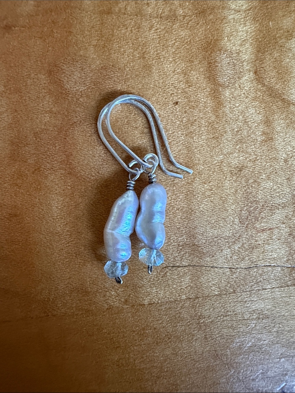 Sterling Silver Freshwater Pearl Drop Earrings in Iridescent White